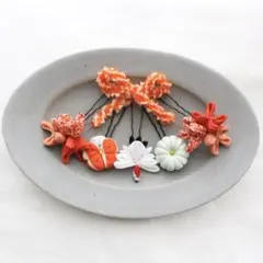 349. 髪飾り 花 鶴 リボン 着物 子供 七五三