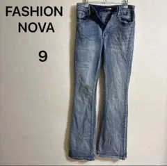 FASHION NOVA ブーツカットデニム ライトブルー　ロング丈　レディース