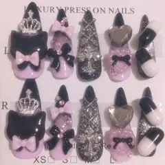 現品 ネイルチップ 地雷系 量産型 ゴテゴテ ロング おまけ付き 平成女児 マグ