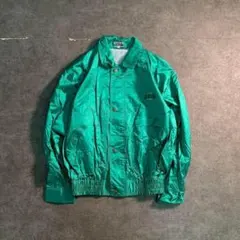 6LA1【GALA】日本製　光沢　ナイロンジャケット　グリーン　古着usedのサムネイル