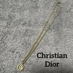 美品 ディオール Dior ゴールド Diorロゴ サークル ネックレス