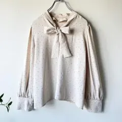 ロペピクニック ドット 長袖 ブラウス ボウタイ ベージュ 38 上品 仕事