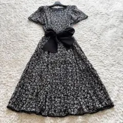 美品✨エムズグレイシー 小花柄　ロングワンピース　ティアード　リボン　シフォンのサムネイル