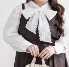 clette クレット レースボウタイブラウス　オフホワイト　3Lのサムネイル