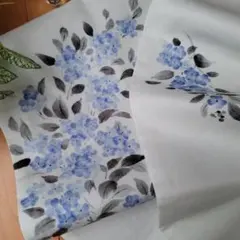 新品　はじく加工　麻１００％　名古屋帯　ルリマツリのサムネイル