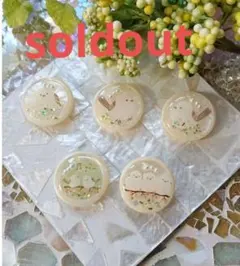 シマエナガのボタン☆5個 v53 鳥/シマエナガ/冬/ボタン/カボション