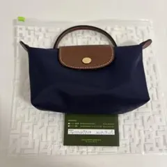 新品 ロンシャン ル プリアージュ ミニXS 2WAY ショルダー ネイビー×茶