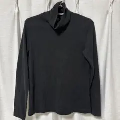 黒 フリースタートルネック 長袖トップス