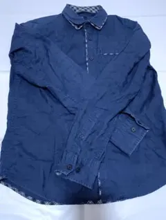 TAKA-Q SLIM FIT 長袖シャツ ネイビー M