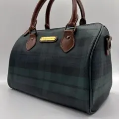 希少✨ポロラルフローレン ミニボストンバッグ ブラックウォッチ PVCレザー