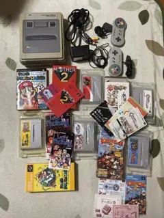 て*ん様 【動作確認済み】スーパーファミコン本体＋ソフト5本＋攻略本セット