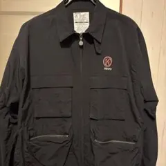 【美品】9090 ナイロンジャケット ブラック M 刺繍ロゴ ストリート