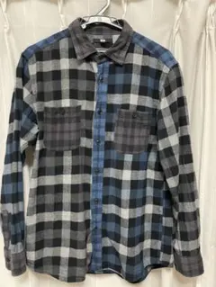 UNIQLOネルシャツ グレー 青 Lサイズ
