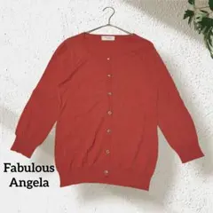 薄手カーディガン　長袖　オレンジ　ビジューボタン　冷房対策　M 訳あり