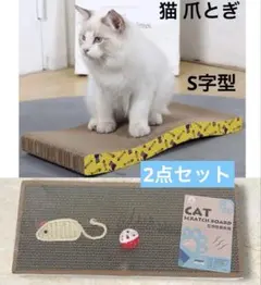 캣 네일 클리퍼, 2피스 세트, 스크래치 보드, 카드보드, S 모양