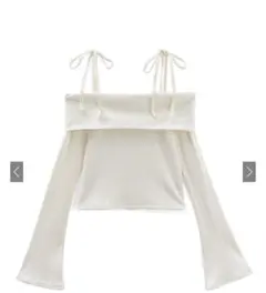 GRL トップス リボンオフショルダーリブトップス