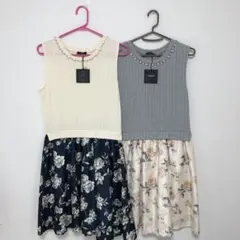 未使用タグ付き ビジュー付きワンピース
