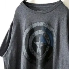 マーベル キャプテンアメリカ ロゴ Tシャツ L グレー 灰色 古着
