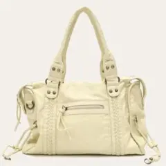 ショルダーバッグ ハンドバッグ 合成皮革 イエロー アイボリー