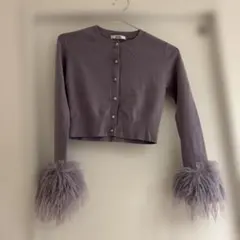 SNIDEL ラベンダー ファー付きカーディガン