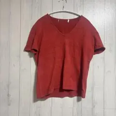 【夏物大セール】訳あり品✨️Vネック カットソー セーター 朱色