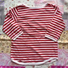 値下げ☆BEAMS BOY 1cｍボーダー Tシャツ 赤 レッド 七分袖