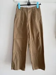 無印良品 チノタックワイドパンツ 股下長め S ベージュ