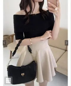 GRL gm728 インパン裏地付きコルセット風フレアミニスカート 白