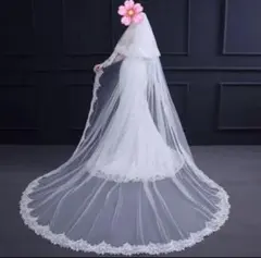 【4/10迄！】ウェディングベール ロングベール3M ベールダウン 二層タイプ
