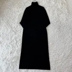 ALLUDE✨カシミヤ100% ロングニットワンピース　タートルネック　黒