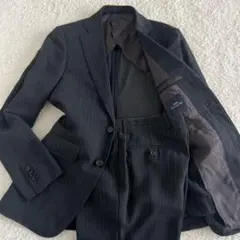 バーバリー ロンドン セットアップ ストライプ Super120’s 黒 L BURBERRY LONDON ENGLAND STRIPE PATTERNED SET UP SUIT MADE IN ITALY