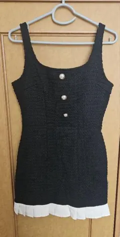 【新品・未使用】SHEIN シーイン ツイード調 ミニワンピース ブラック S