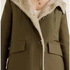 【タイムセール】新品【MANGO】フ―ド付きボアパーカーロングコート