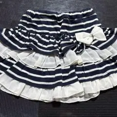 ボーダースカートフリルリボン付きかわいい子ども服女の子