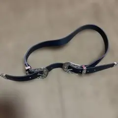 黒レザーベルト シルバー装飾バックル