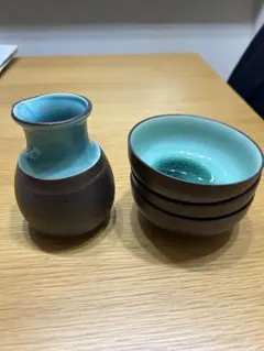 そば猪口 徳利 セット 陶器 ターコイズブルーのサムネイル