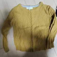 GLOBAL WORK ケーブルニットセーター S マスタード