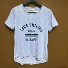 【Navy】英字ロゴ Tシャツ ラベンダー Mサイズ 前後差ヘム ライトパープルのサムネイル
