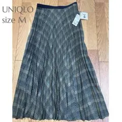 新品 UNIQLO プリーツロングスカート M チェック 秋 冬 レディース