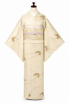 極美品　付け下げ訪問着　洗える着物　付け下げ　お洒落着物　蝶　お出かけ着物　地紋のサムネイル