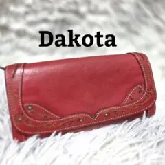 美品❀Dakota ダコタ カード28枚収納可 カットワークレザー 長財布 赤のサムネイル