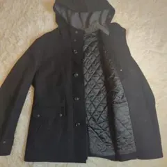 【美品】ウール混　コート　ブラック　メンズ　XL グリーンレーベルリラクシング