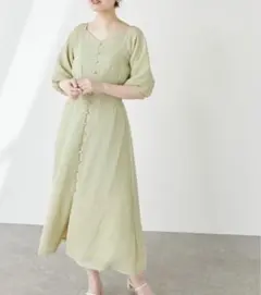 ナチュラルクチュール　バルーンスリーブガーリーワンピース　ミント　F