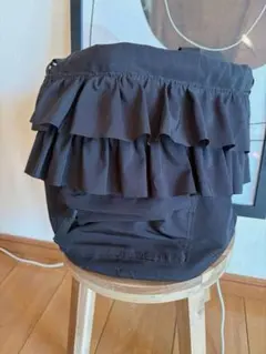 フリルデザイン ブラックショルダーバッグ