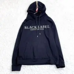 ブラックレーベルクレストブリッジ　パーカー　フーディー　ロゴ　 チェック　黒　M