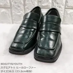 BEAUTY&YOUTH　スクエアトゥ ヒールローファー 23.5cmのサムネイル