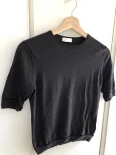 Ballsey ボールジィ　ブラック ニット五分袖 Tシャツ