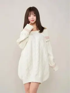 Darich オフショルラインニットミニワンピース