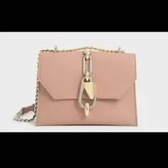 CHARLES&KEITH メタリックアクセント ターンロッククロスボディバッグ