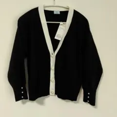 【タグ付新品未使用】組曲　ニット バイカラー　カーディガン　ネイビー